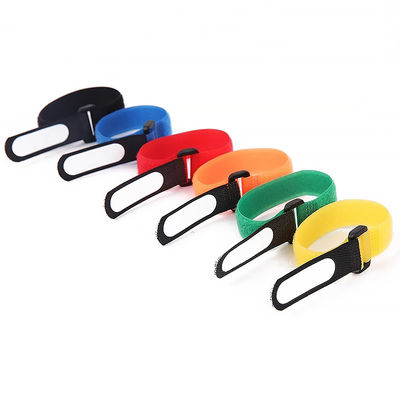 Writable Hook And Loop Cable Tie 15mm Nylon Cable Management Straps Pressure Sensitive
